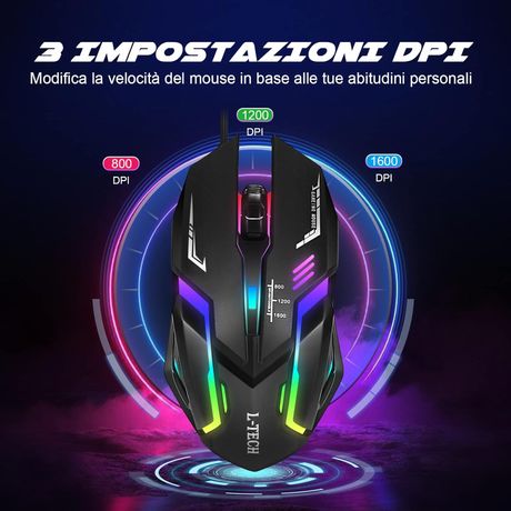 Souris gaming PC Optique Filaire 1600 DPI,