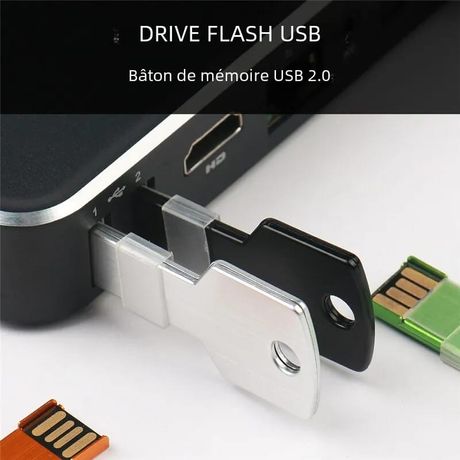 Clé USB en forme de clé en métal, 64 Go