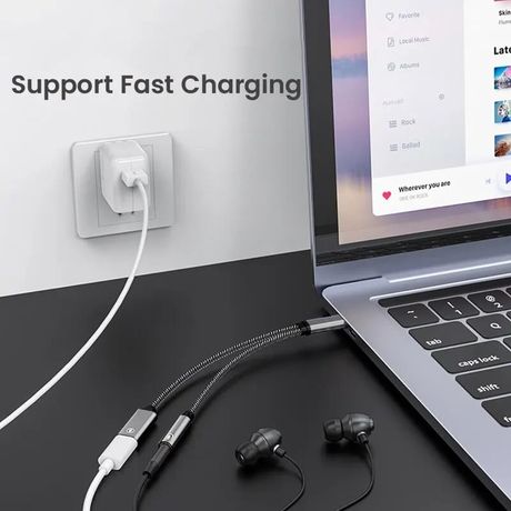 HUB 2 en 1 USB C à 3.5mm casque et chargeur adaptateur