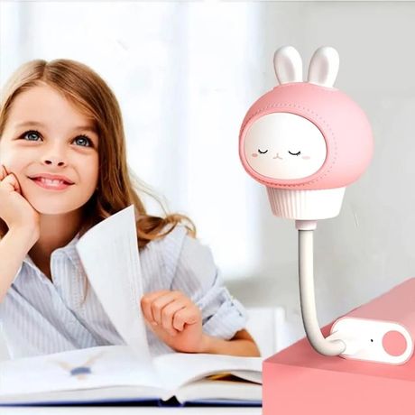 Veilleuse LED USB lapin rose + télécommande