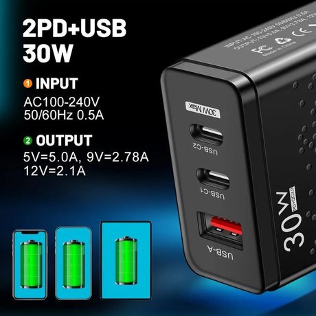 Chargeur rapide de 30W 3.0 avec Port de Type C