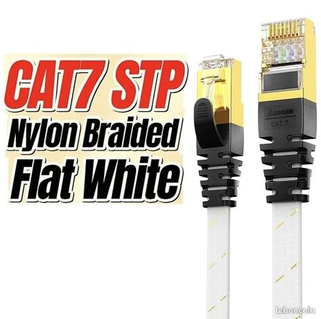 Câble Ethernet blanc CAT7 SFTP rond RJ45 3M