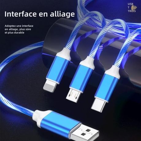 Câble lumineux LED USB 3 en 1