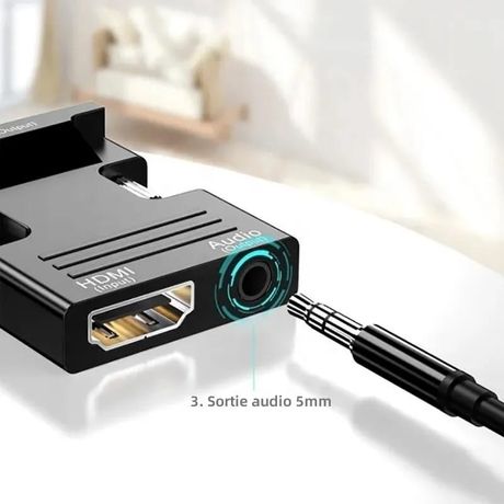 Convertisseur HDMI femelle vers mâle Vga avec audio