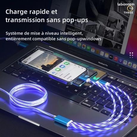 Câble lumineux LED USB 3 en 1