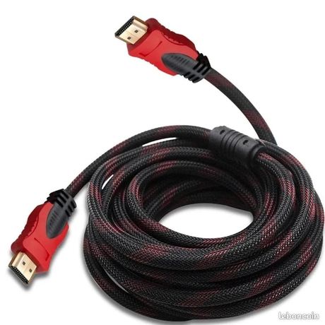 Câble HDMI haute vitesse, 1m50 HDTV tressé noir et rouge