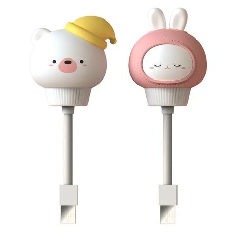 Veilleuse LED USB lapin rose + télécommande