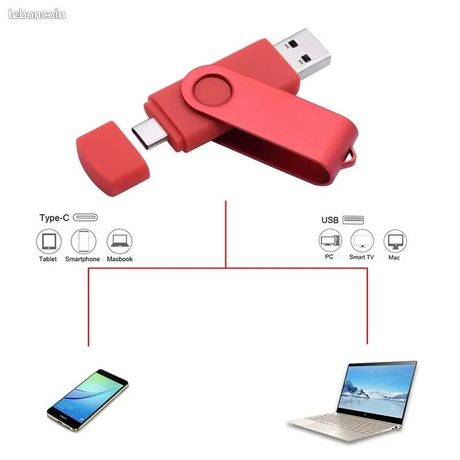 Clé USB/USBC rotative créative 2 en 1, USB 2.0 32 GO